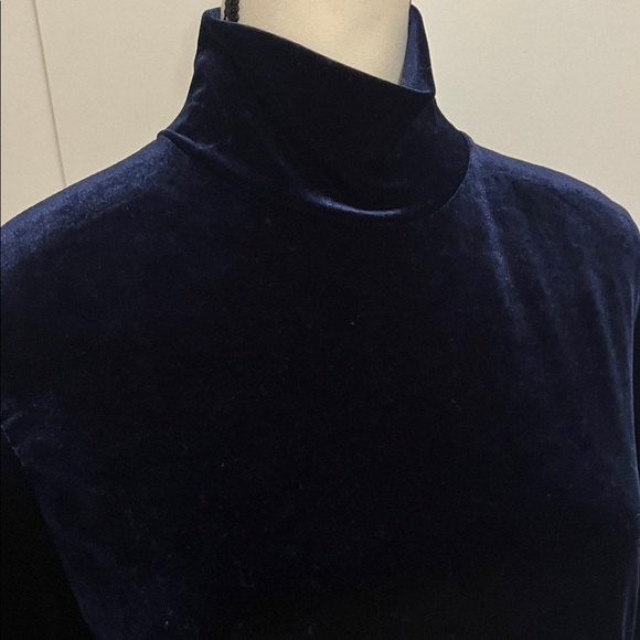 Vintage Valerie Stevens Sport Velvet Maxi Dress Navy Blue Long Sleeve 90s Goth M - Picture 4 of 11